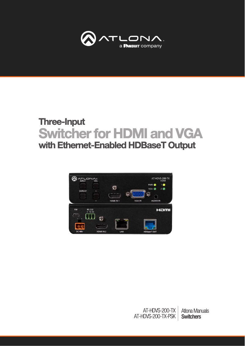 First page image of the manual for AT-HDVS-200-TX