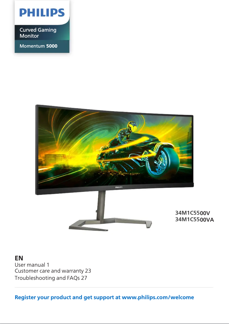 First page image of the manual for Evnia 34M1C5500VA