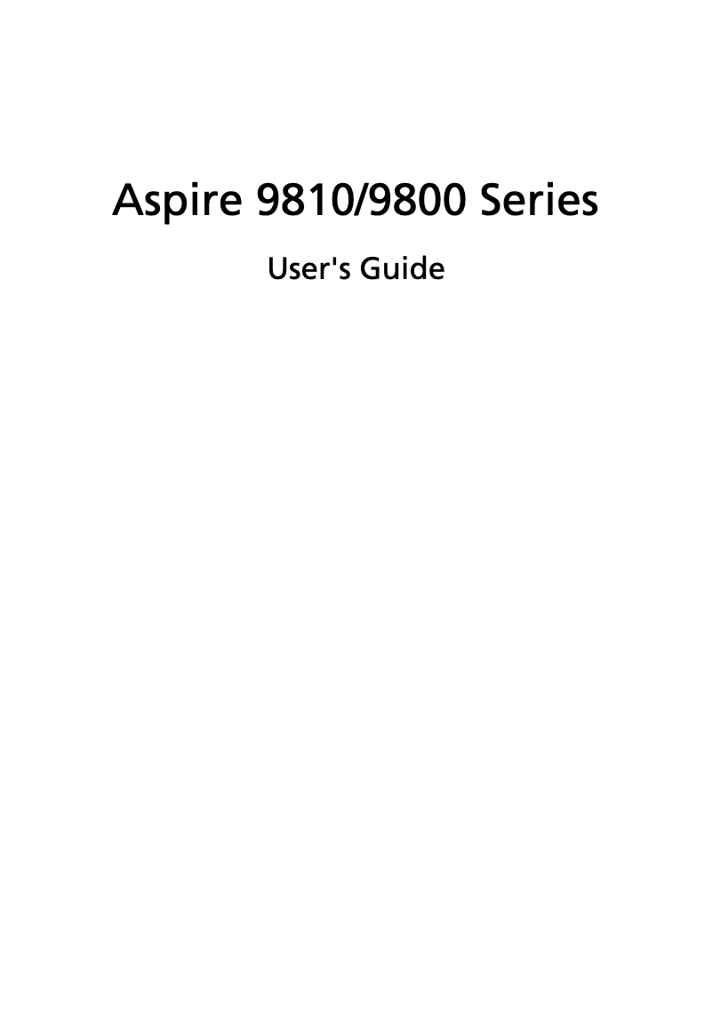 Page 1 of the manual User Manual Acer Aspire 9810