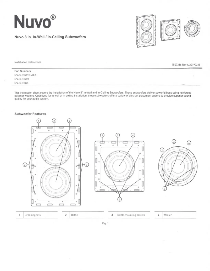First page image of the manual for NV-SUBIW8