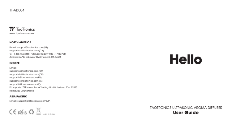 Page 1 of the manual User Manual TaoTronics TT-AD004