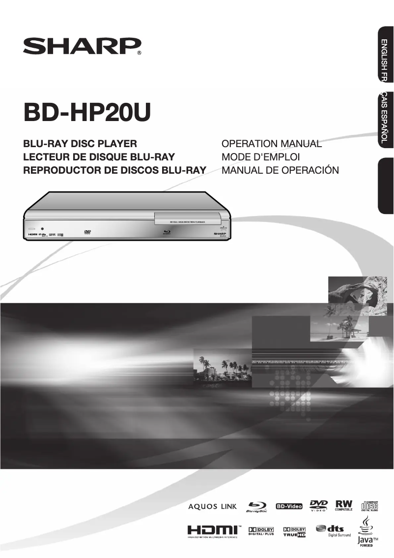 Page 1 of the manual User Manual Sharp BD-HP20U
