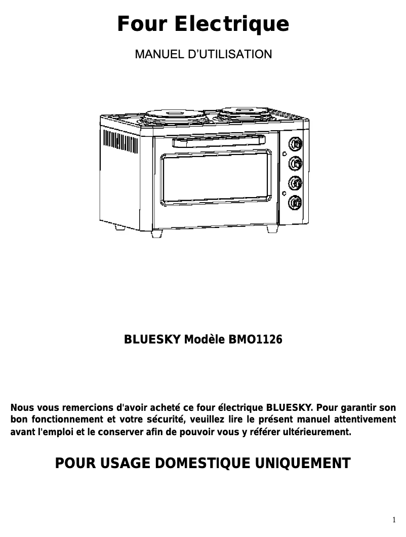 First page image of the manual for BMO 1126