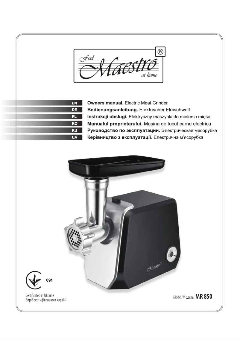 Page 1 of the manual User Manual Maestro MR850