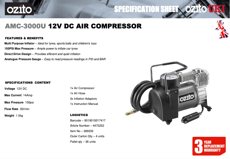 First page image of the manual for AMC-3000U