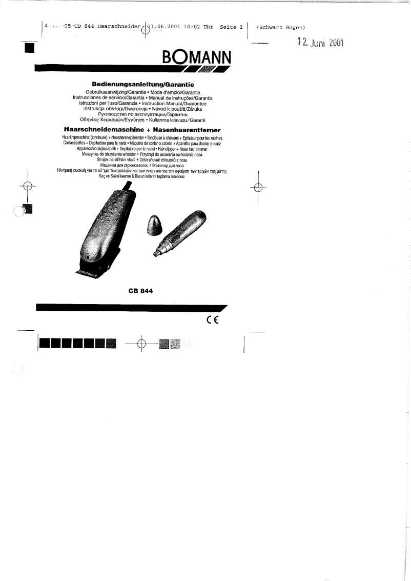 Image de la première page du manuel de l'appareil CB 844