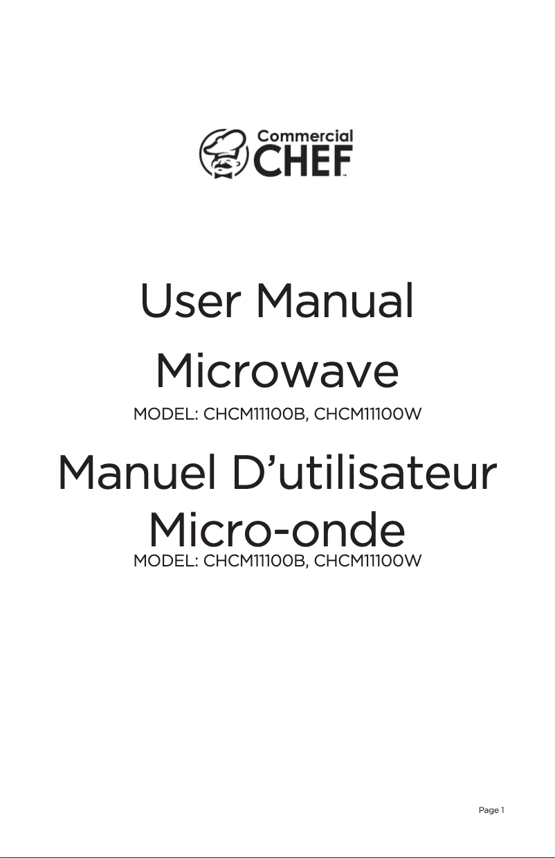 Page 1 of the manual User Manual Commercial Chef CHCM11100B