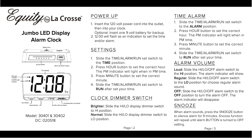 Page 1 of the manual User Manual La Crosse Technology 30401