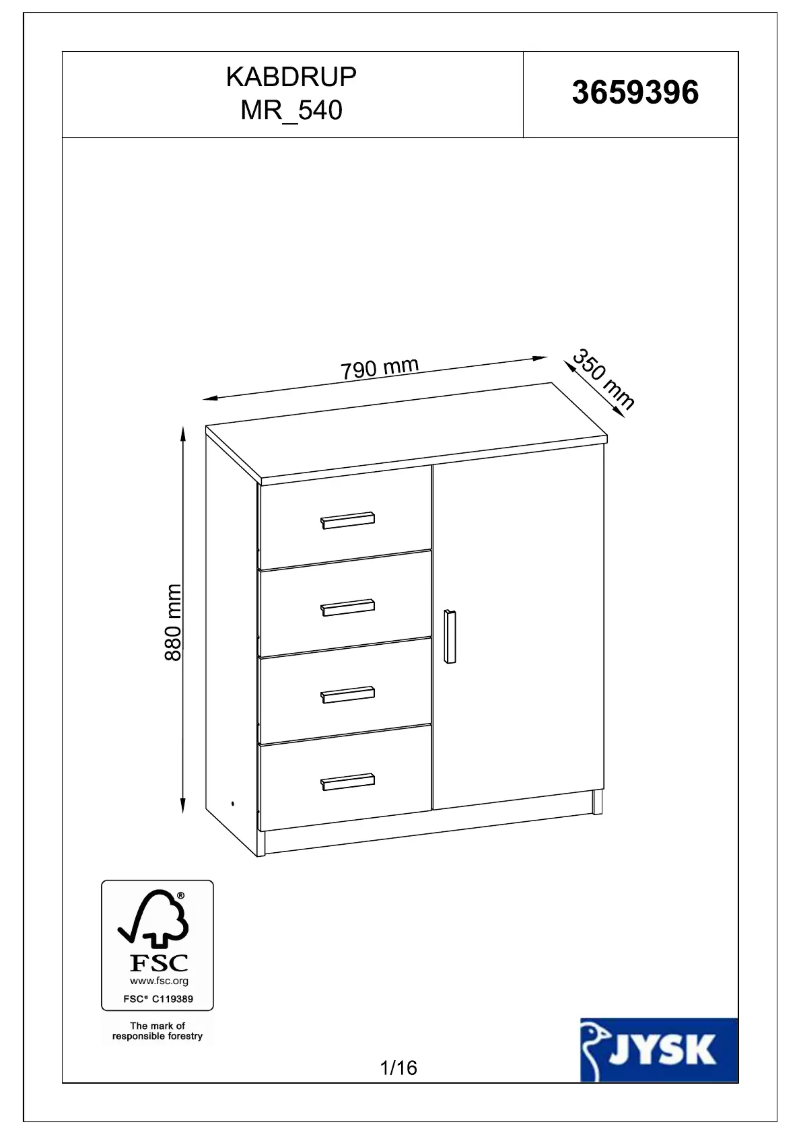 First page image of the manual for Kabdrup (79x88x35)