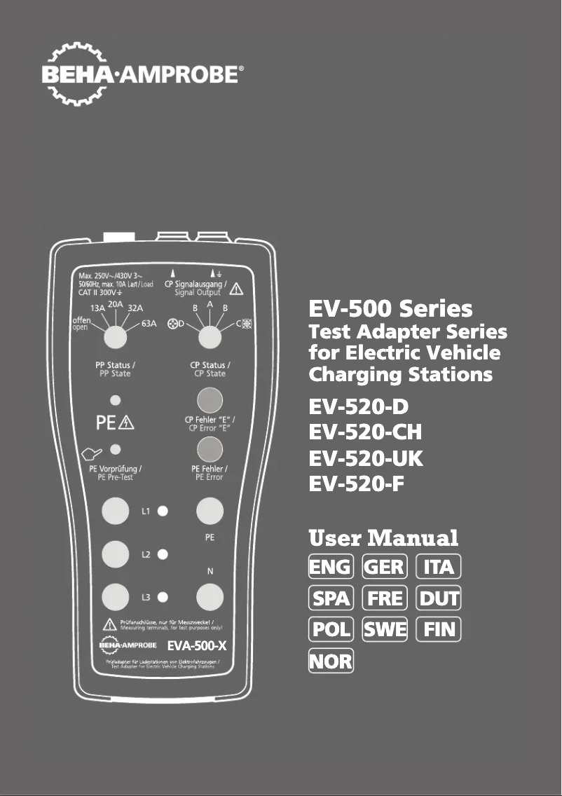 Page 1 of the manual User Manual Beha-Amprobe EV-520-CH