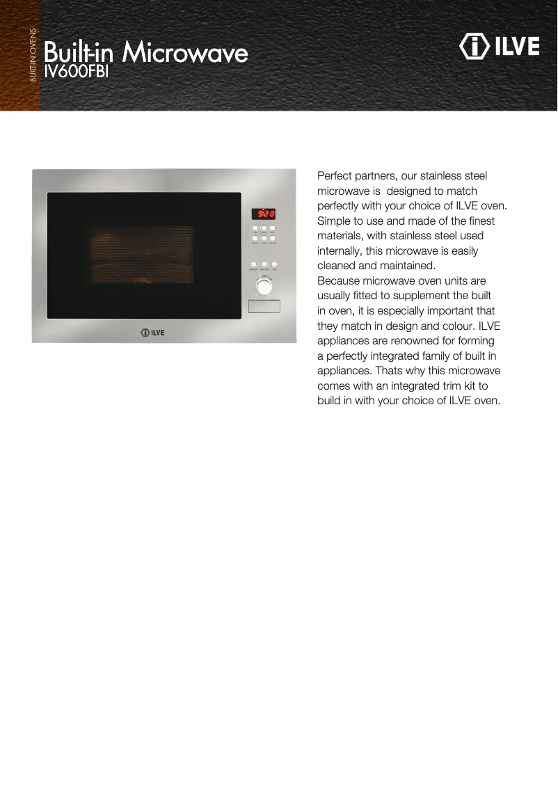 First page image of the manual for IV600FBI