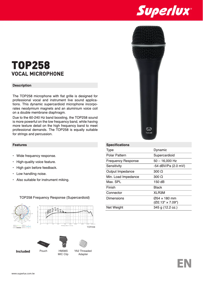 First page image of the manual for TOP258