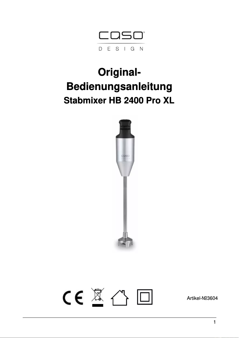 First page image of the manual for HB 2400 Pro XL