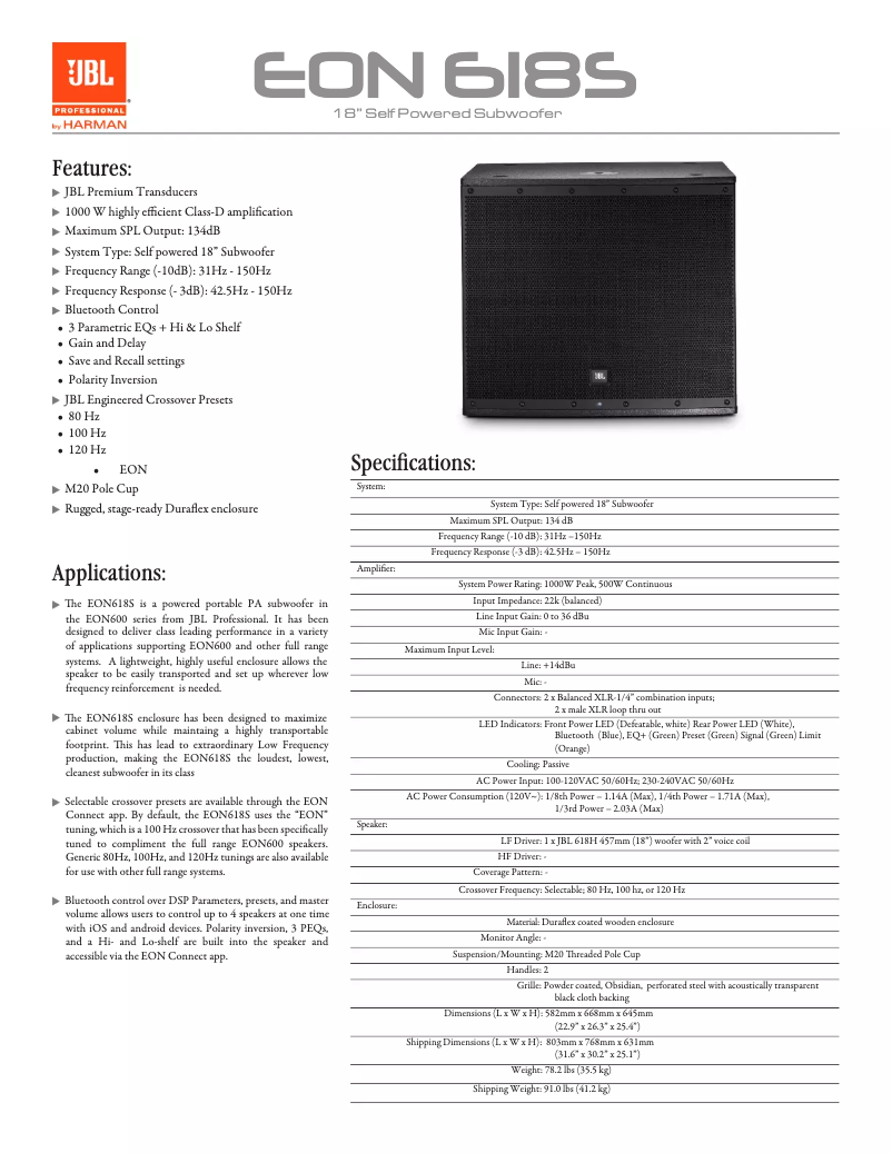 First page image of the manual for EON618S