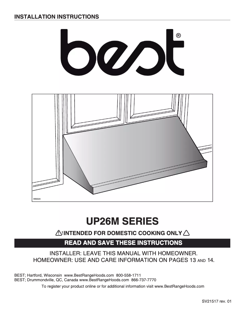 First page image of the manual for Classico UP26M30SB