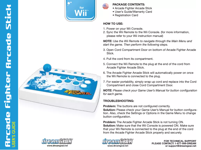 Page 1 of the manual User Manual dreamGEAR Arcade Fighter DGWII-1200