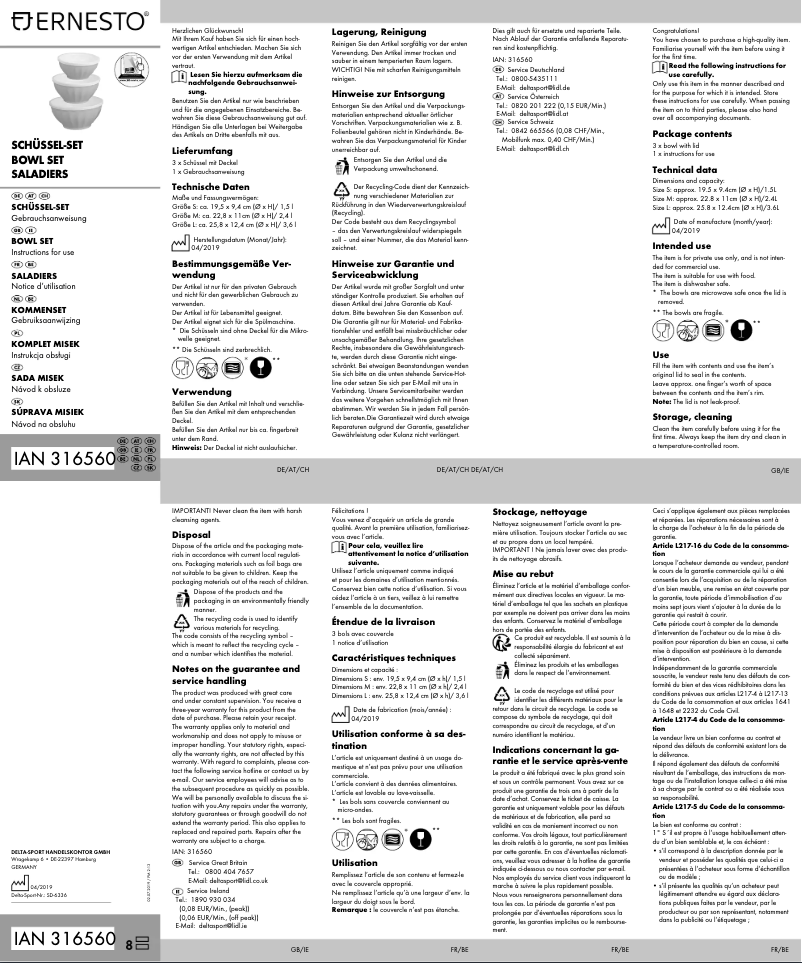 First page image of the manual for IAN 316560