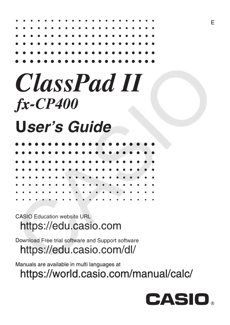Page 1 of the manual User Manual Casio ClassPad fx-CP400