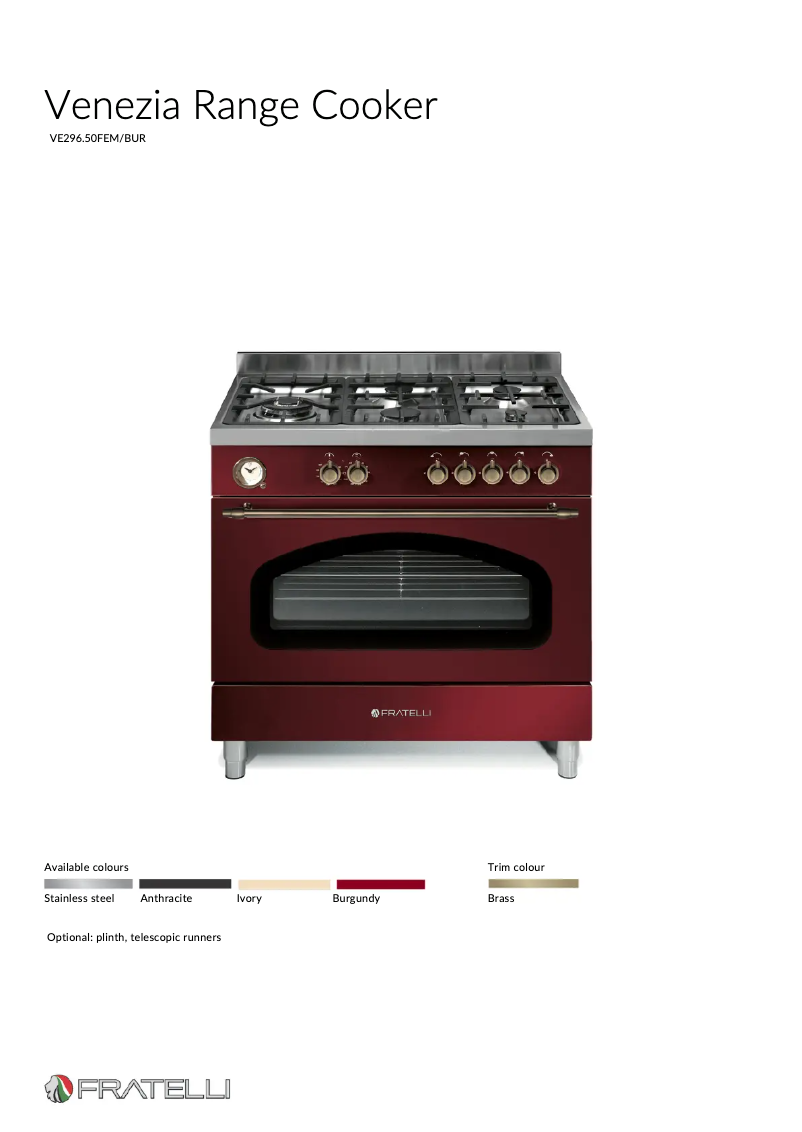 Page 1 of the manual Technical Sheet Fratelli VE29650FEMBUR