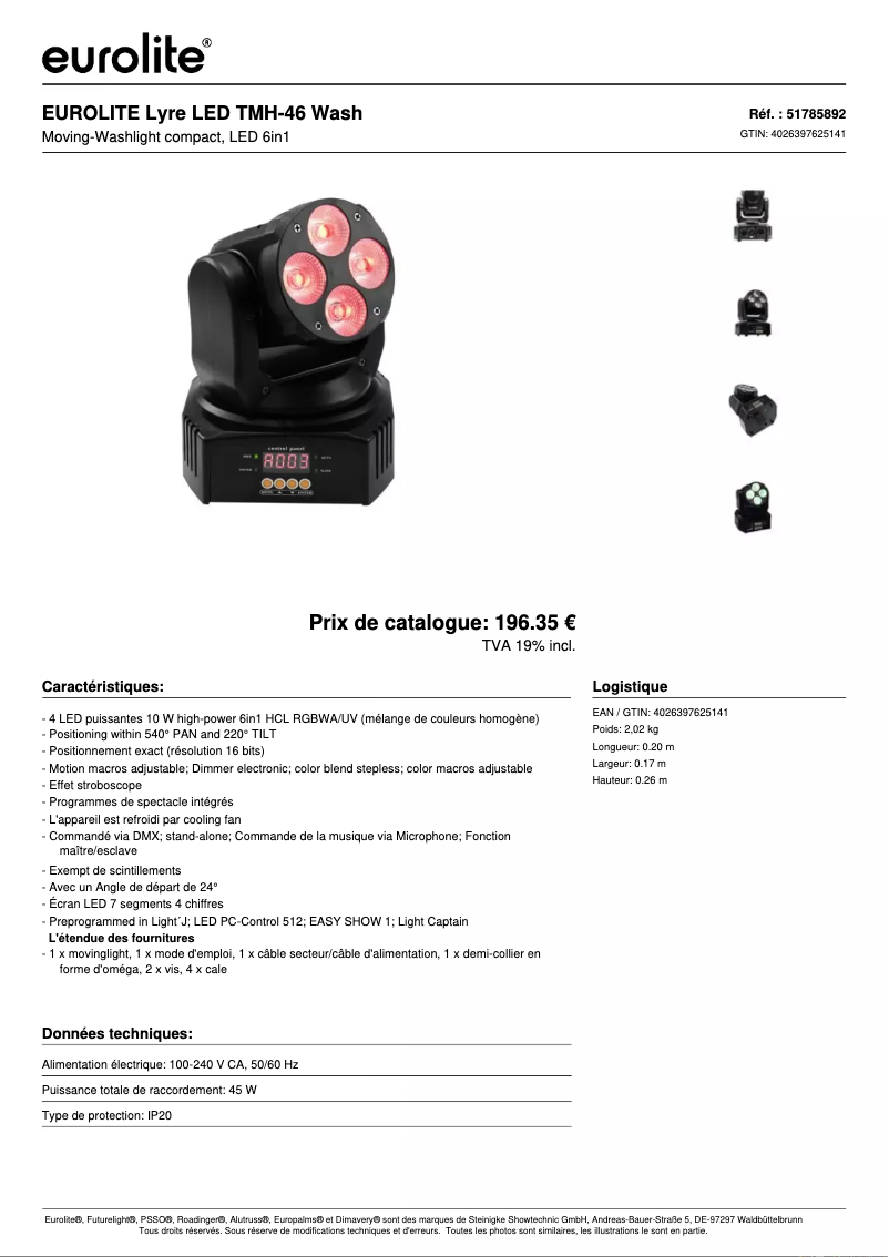 First page image of the manual for LED TMH-46