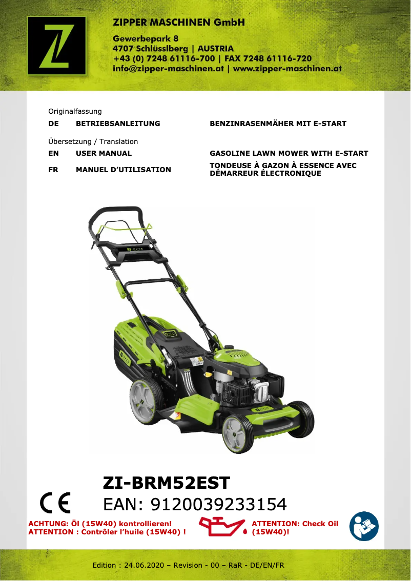 Page 1 de la notice Manuel utilisateur Zipper ZI-BRM52EST