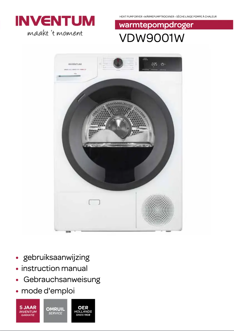 Page 1 of the manual User Manual Inventum VDW9001W