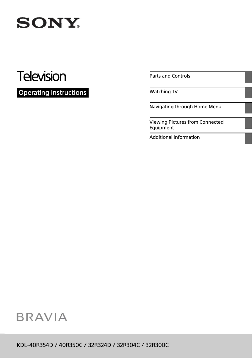 Page 1 of the manual User Manual Sony Bravia KDL-32R324D