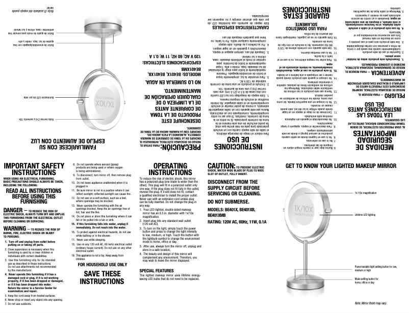 Image de la première page du manuel de l'appareil BE401XB