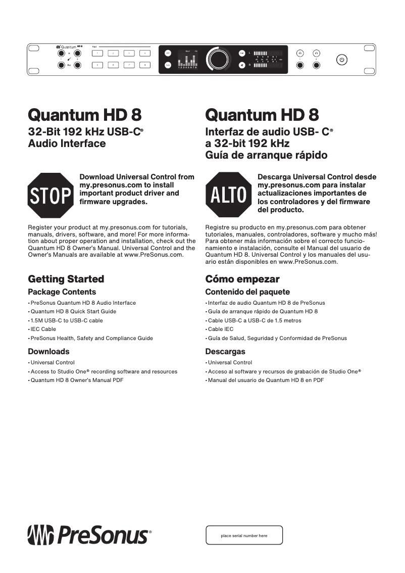 First page image of the manual for Quantum HD 8
