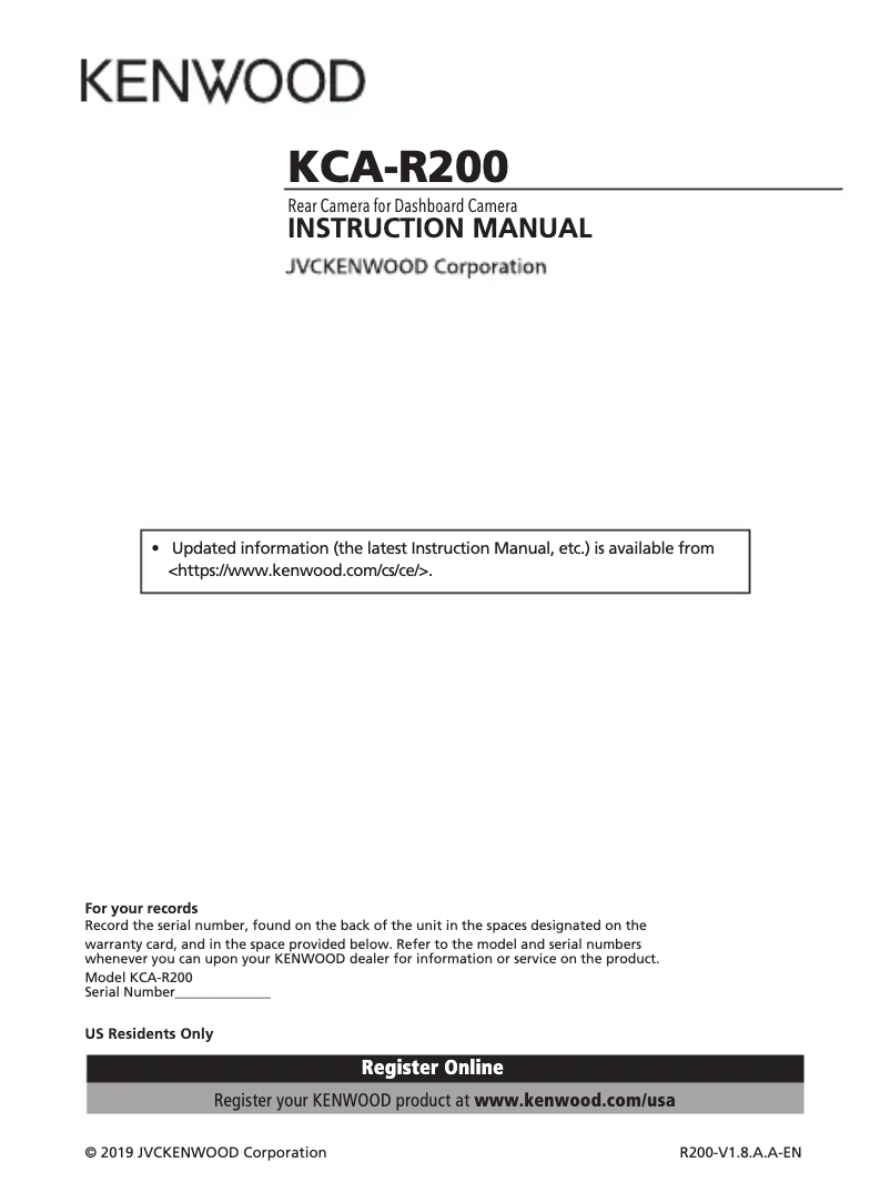 Page 1 of the manual User Manual Kenwood KCA-R200