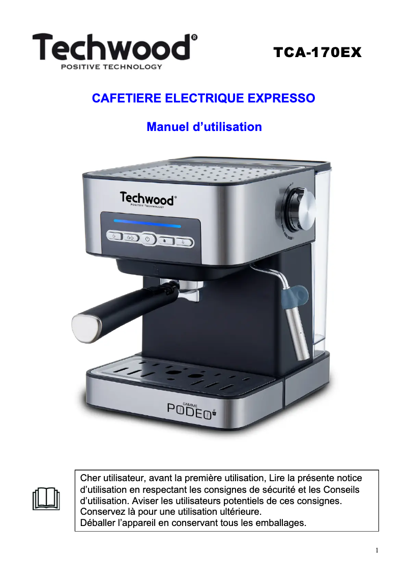 Page 1 of the manual User Manual Techwood TCA-170EX