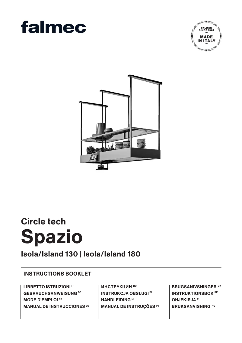 First page image of the manual for Spazio 130