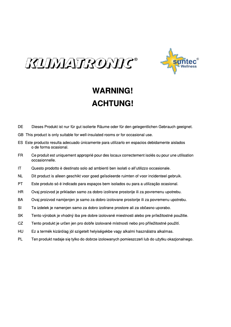 Page 1 of the manual User Manual Suntec Hot Safe Pro 2000 Ultra Power