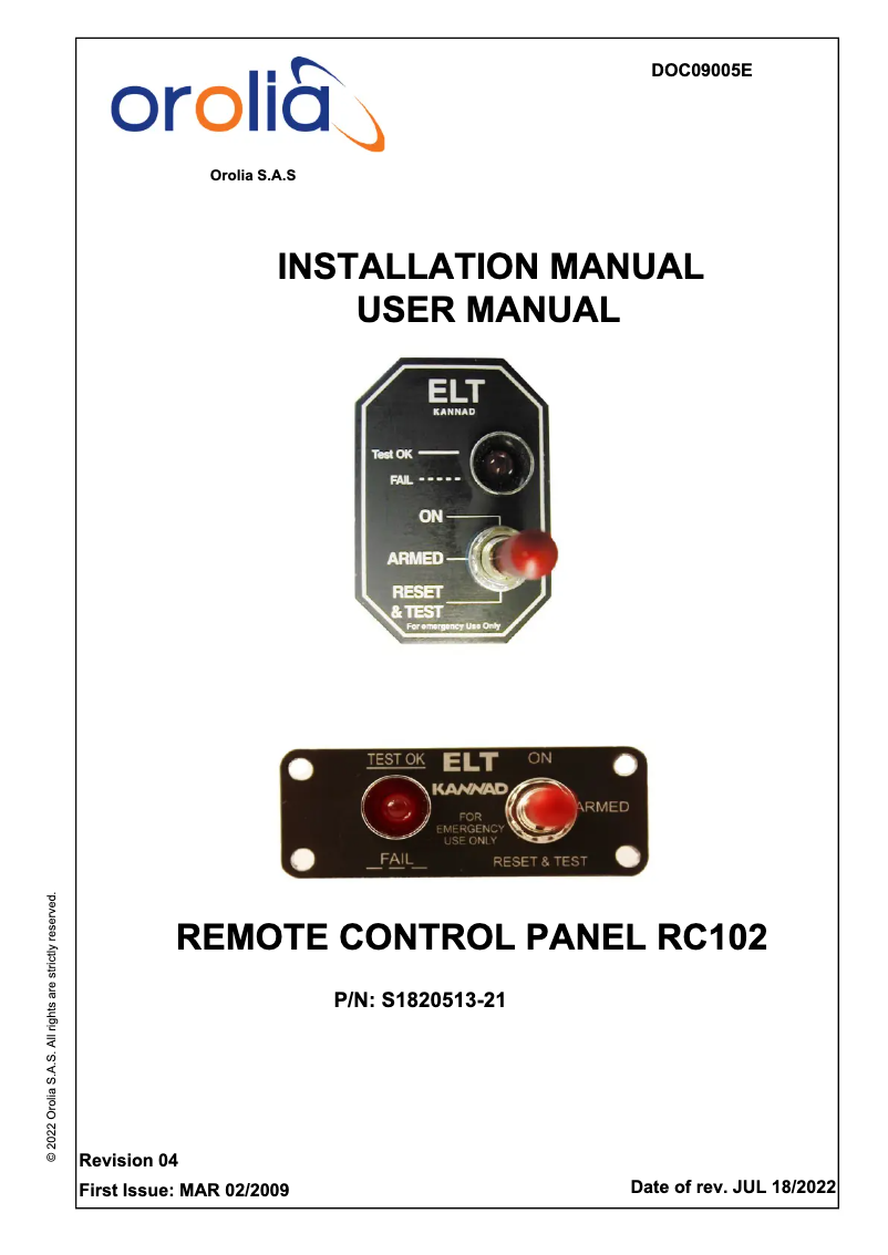 First page image of the manual for RC102