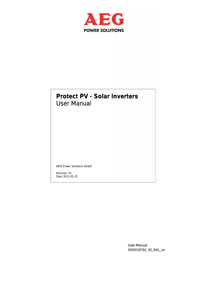 Page 1 of the manual User Manual AEG Protect PV 12.5