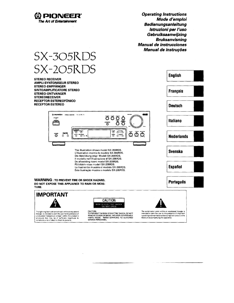 Page 1 of the manual User Manual Pioneer SX-305RDS