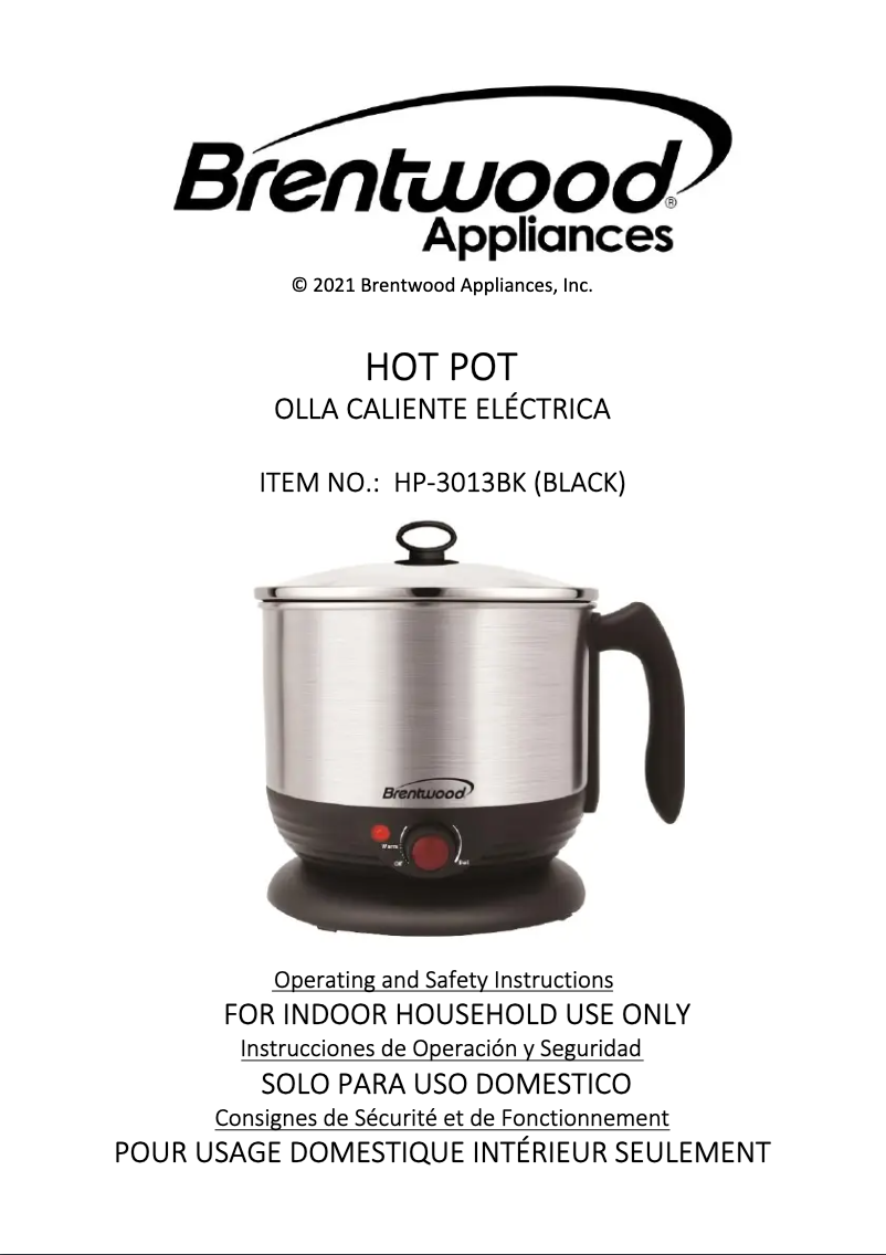 Page 1 of the manual User Manual Brentwood HP-3013BK