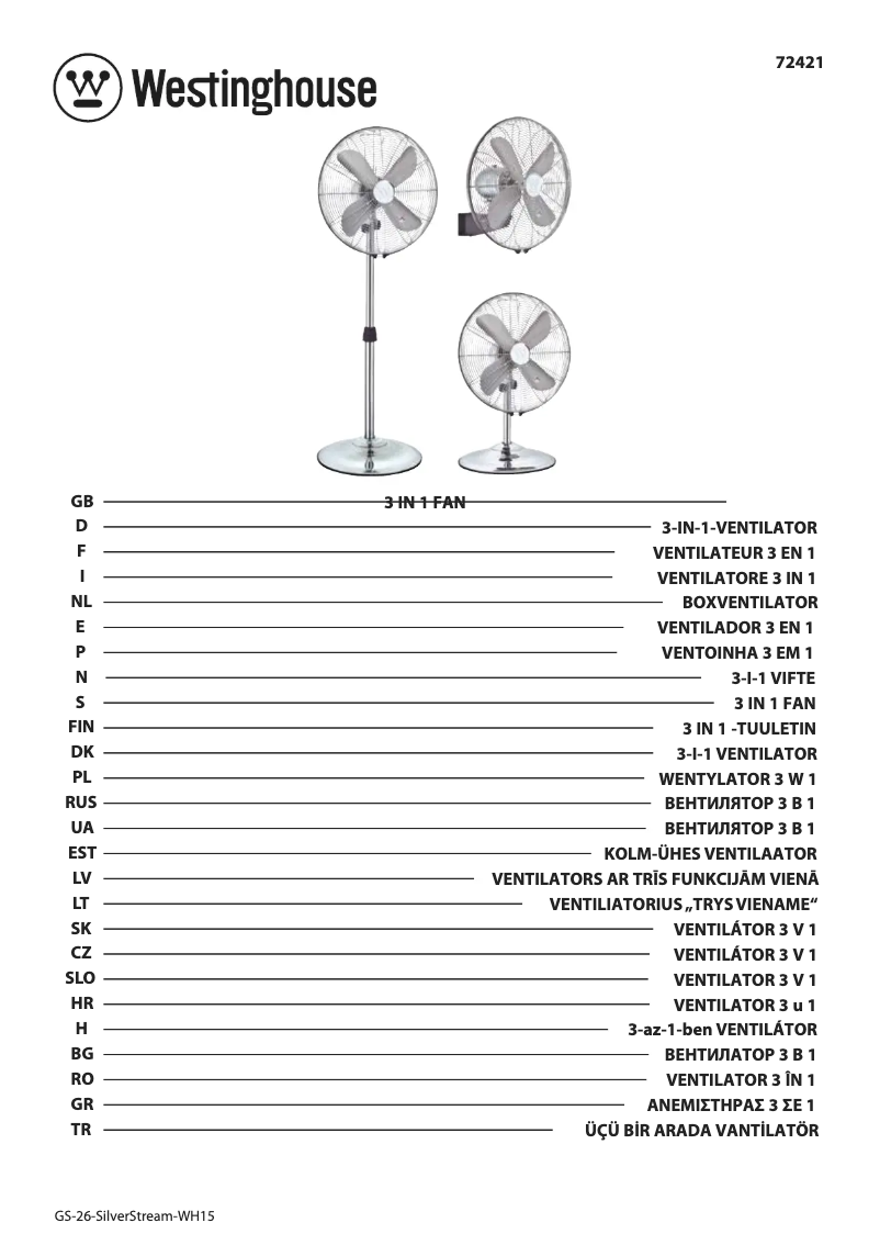 First page image of the manual for 72421