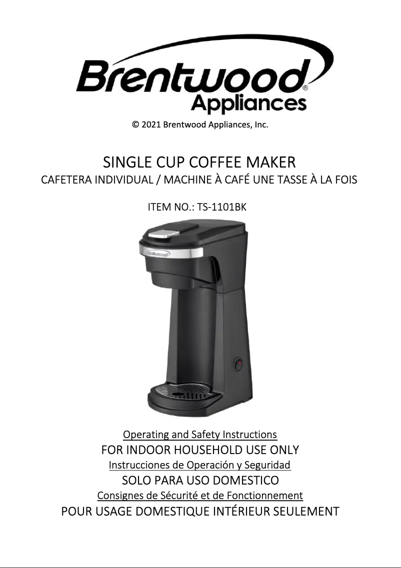 Page 1 of the manual User Manual Brentwood TS-1101BK