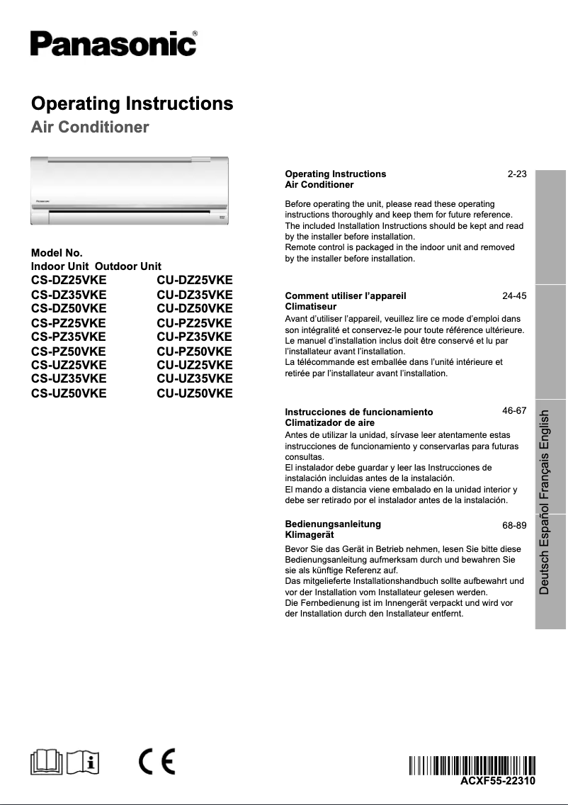 First page image of the manual for CU-PZ35VKE