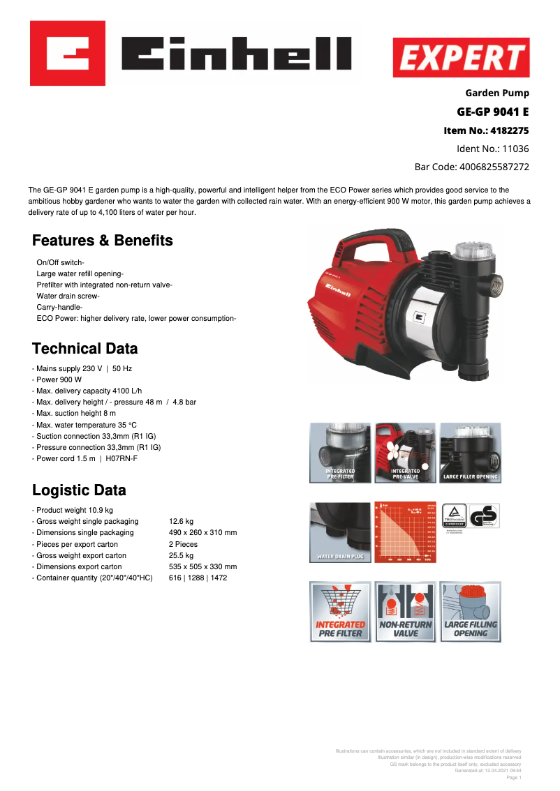 First page image of the manual for GE-GP 9041 E