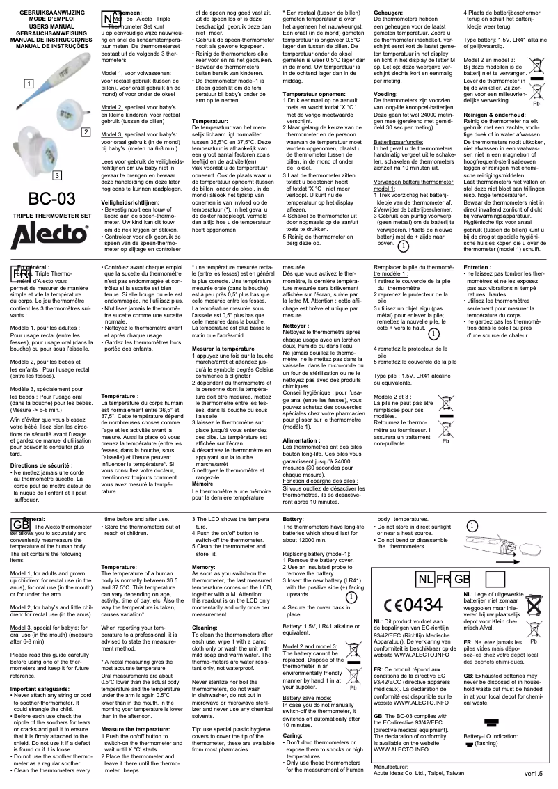 Page 1 of the manual User Manual Alecto BC-03