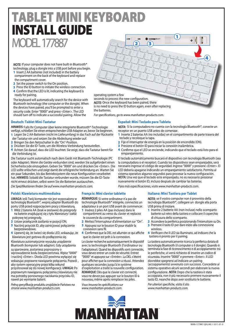 First page image of the manual for 177887