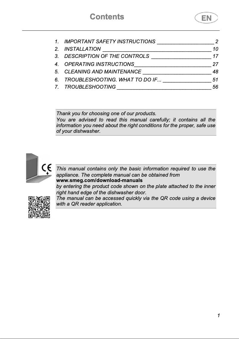 Page 1 of the manual User Manual Smeg STU2FABBL2