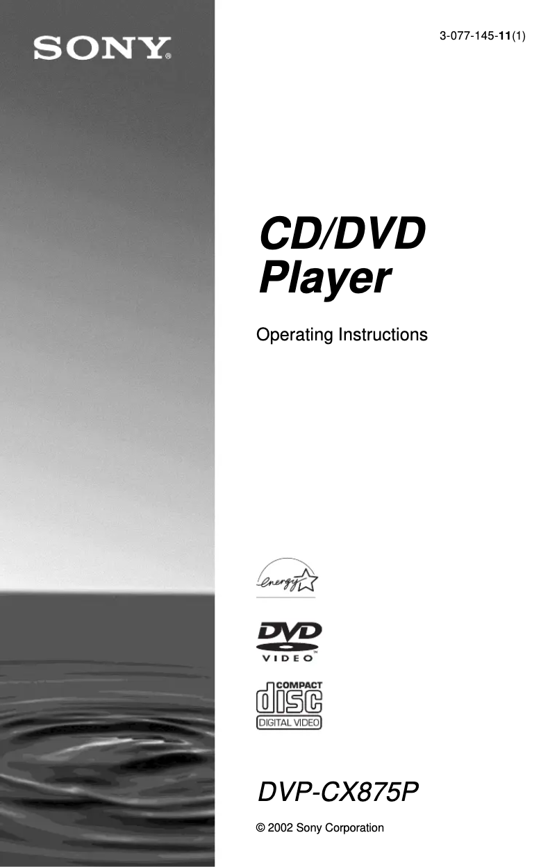 Page 1 of the manual User Manual Sony DVP-CX875P