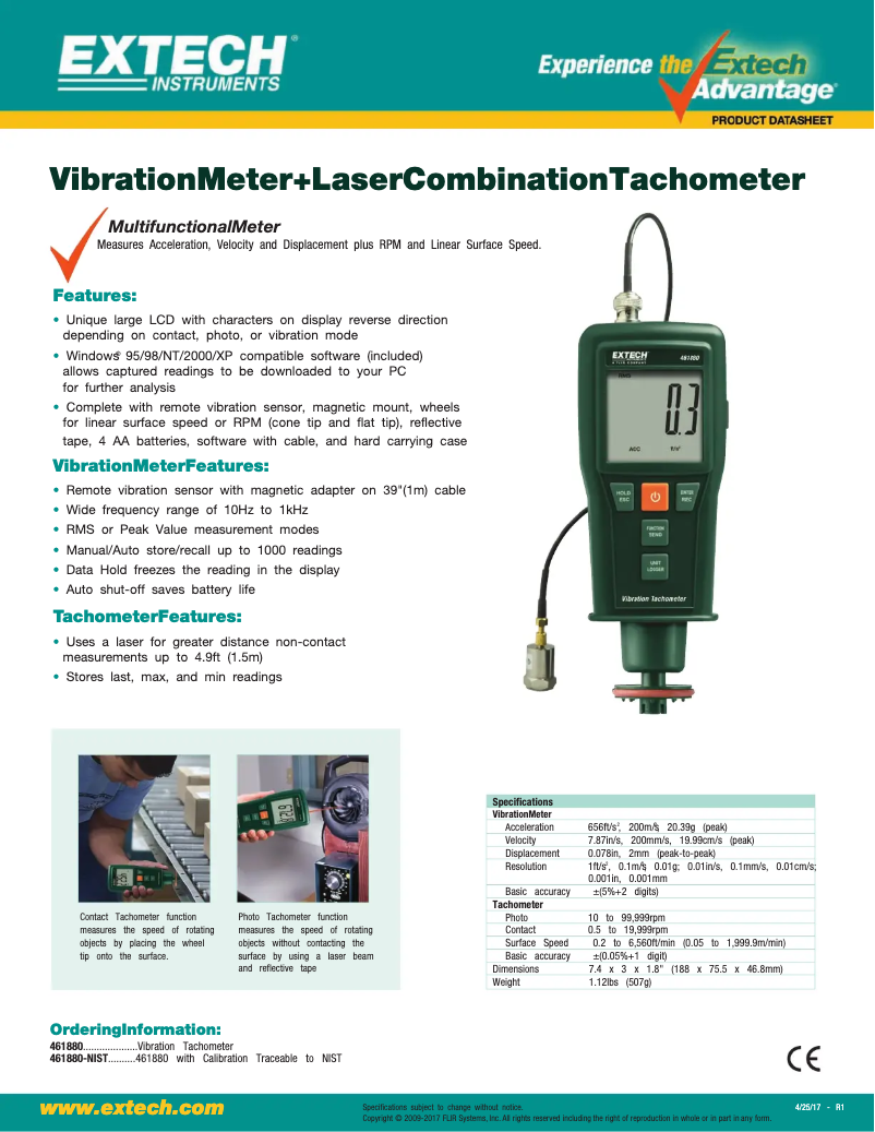 Page 1 of the manual Technical Sheet Extech 461880