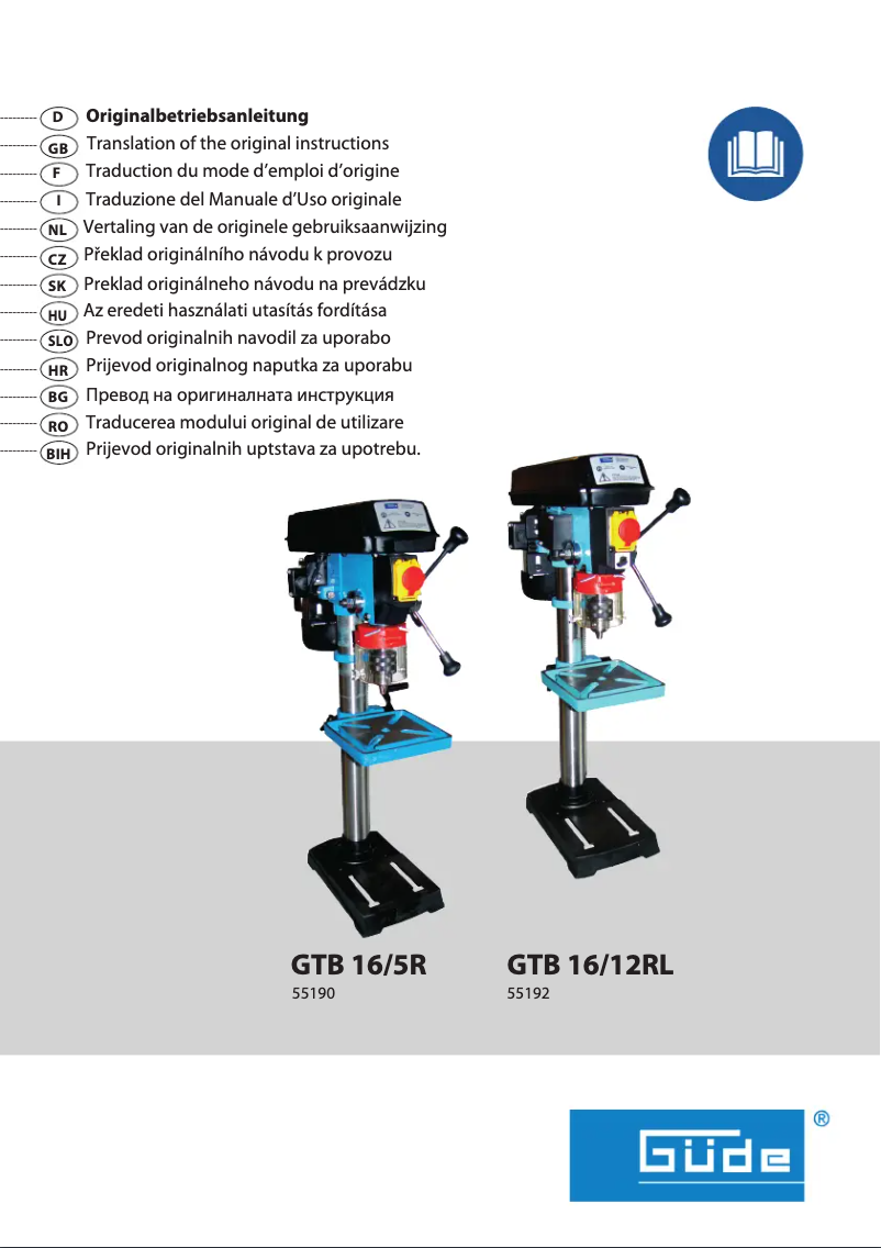 First page image of the manual for GTB 16/12 R+L
