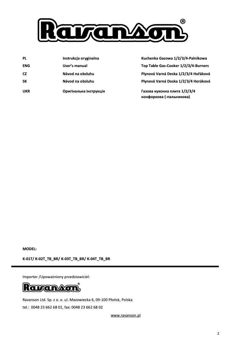 Page 1 of the manual User Manual Ravanson K-03T