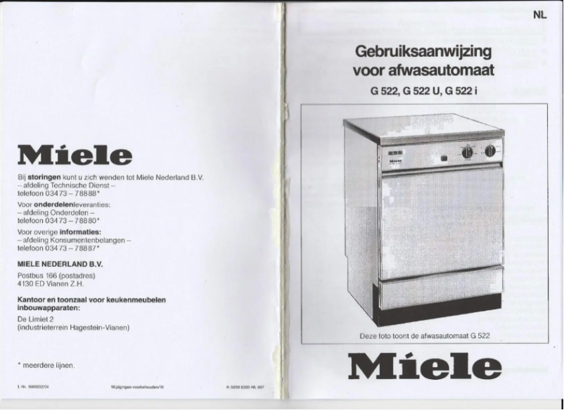 Page 1 of the manual User Manual Miele G 522 I