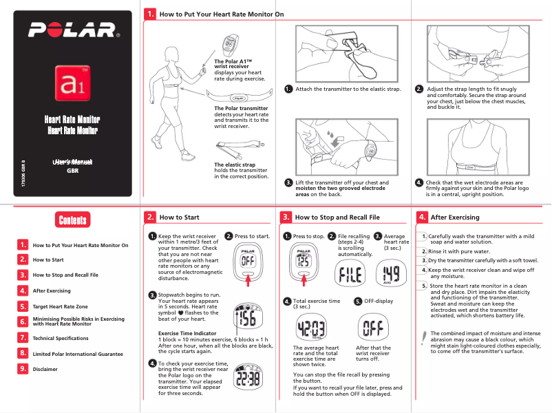 Page 1 of the manual User Manual Polar A1